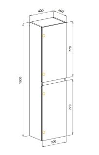 Шкаф подвесной Cezares с двумя распашными дверцами с двумя полками MOLVENO-1600-2A-SC-BET